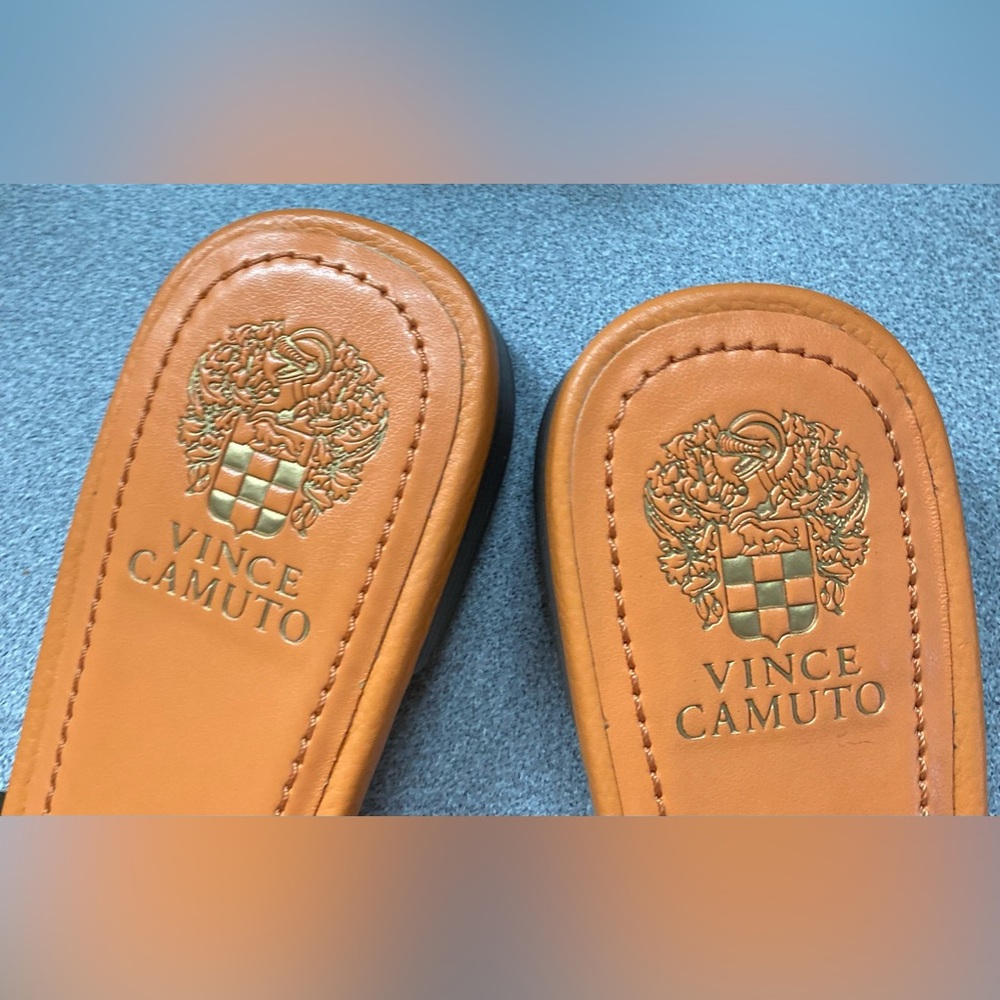 Vince Camuto Orange Leather Mules with Gold Accent - Picture 9 of 15